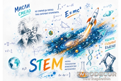 Фототапет STEM Наука, Космос и Открития – модерен училищен дизайн